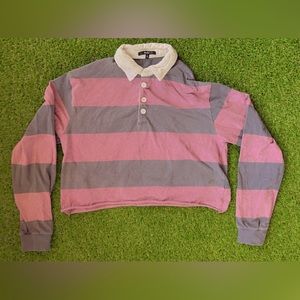 Cropped pink white and purple sweater